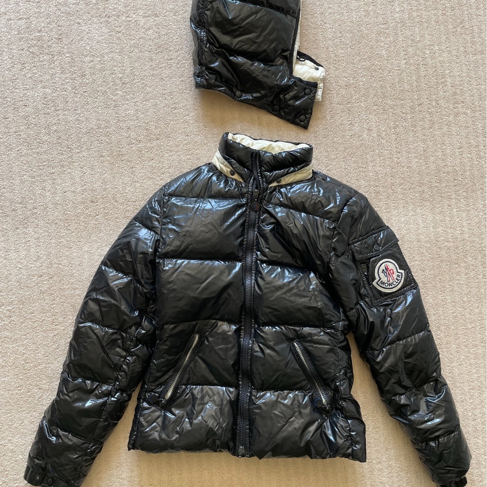 Black Moncler Down Puffer Jacket Detachable Hood